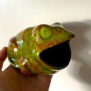 Vintage pottery sponge frog (chip on lip)